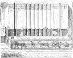 Dekoracja ścienna z pałacu królewskiego w Niniwie w jej obecnym stanie. (Za Place, reprodukcja z Lenormant.)