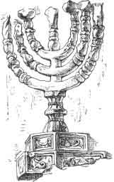 Siedmioramienny świecznik ukazujący potwory Otchłani.