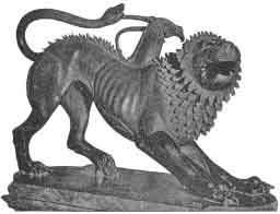 Chimera  z Arezzo. Potwór zabity przez  Bellerofona. (Obecnie w Florencji.)