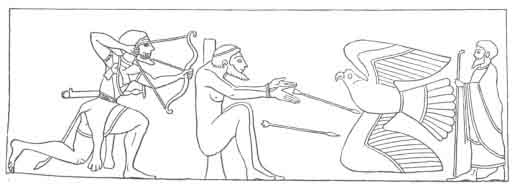 Prometeusz przykuty przez Zeusa do stosu (lub krzyża) i wystawiony na żer orłowi; ocalony przez Herkulesa. (Pewna waza odnaleziona w Chiusi, obecnie w Berlinie. Baumeister, D. d. cl. A., str.1410.)