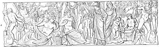 Mit o Prometeuszu na pewnym Sarkofagu. II. Prometeusz tworzący człowieka z gliny i ukształtowujący jego los z pomocą bogów.