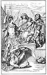 Archanioł Michał trzymający wagę podczas ważenia dusz. (Za Lorenzo Sabbatieri.)