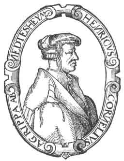 Henricus Cornelius Agrippa ab Nerresheim.<br> (Reprodukcja z pierwotnego wydania jego prac.)